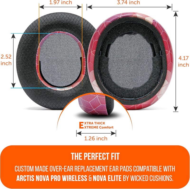 WC فريز نوفا برو لاسلكي - وسائد أذن جل تبريد لنوفا برو لاسلكي و نوفا إليت (لا تناسب النماذج الأخرى)، من ويكيد كوشنز، سميكة ومريحة للغاية | أحمر سداسي - Image 5